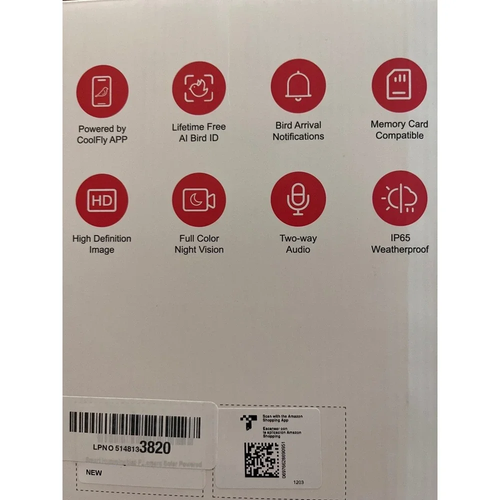 Richbird Smart Hummingbird Feeder HD Camera AI ID CoolFly APP Rapidity Red